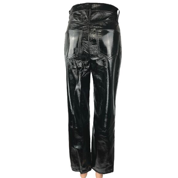 NEW Express Black Faux Leather Modern Straight Super High Rise Trousers Pants 0 - Picture 3 of 7